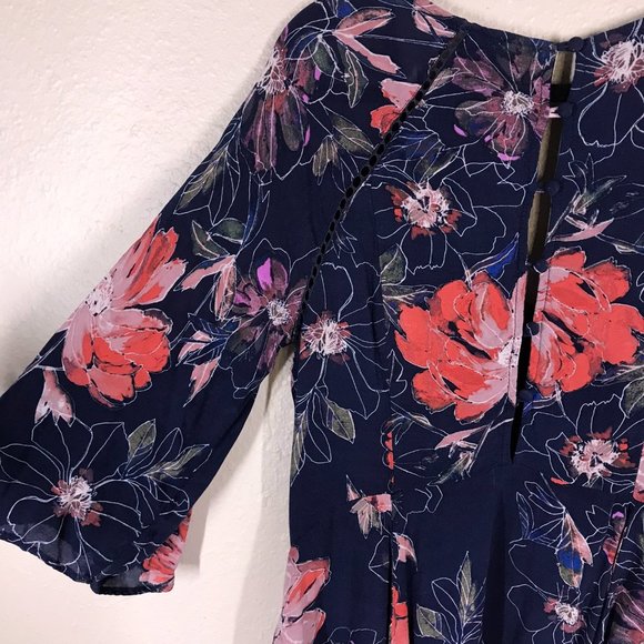 Free People Blue Floral Flowy Mini Dress - Picture 6 of 10